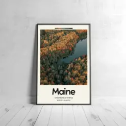 Maine Poster - Oil Painting Technique | United States Wall Art | & Printed Travel Prints | Animalistic Home Decor