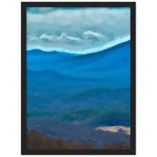 Majestic Blue Ridge Mountains Wall Art - Framed - Premium Matte Paper Wooden Framed Poster