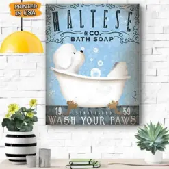 Maltese Dog Canvas Prints Matte Canvas - Home Room Wall Decor Matte Canvas