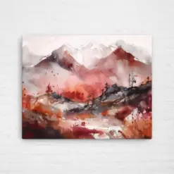 Maroon | Maroon Mountains | Landscape | Wall Art | Canvas | Colourful | Painting | Artwork | Prints