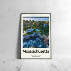 Massachusetts Poster - Oil Painting Technique | United States Wall Art | & Printed Travel Prints | Animalistic Home Decor