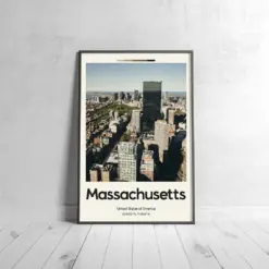 Massachusetts State Poster - Oil Painting Technique | United States Wall Art | & Printed Travel Prints | Animalistic Home Decor