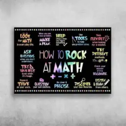 Math Poster,How To Rock At Math Poster,Math Classroom Decor Math Teacher Poster Wall Decoration,Back To School Poster