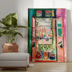Matinee Print | Open Window | Vintage Wall Art | Colorful Wall Art | Flowers On Window | Landscape | | Drinkable Wall Art