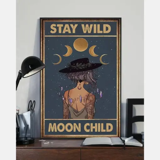 Matte Canvas Stay Wild Moon Child Birthday Gifts Vintage Home Wall Decor Canvas