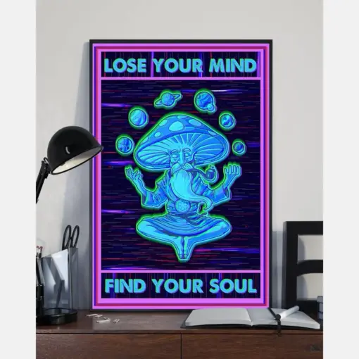 Meditation Magic Mushrooms Yoga Buddha Poster Lose My Mind And Find My Soul Vintage Room Home Decor Wall Art Gifts Idea