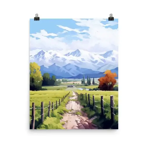 Mendoza Watercolor Print | Argentina Travel Gift | Argentinian Landscape Wall Art | Andes Mountains Decor | Lush Greenery | South America