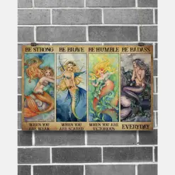 Mermaid Be Strong Be Brave Be Humble Be Badass Canvas Prints Vintage Wall Art Gifts Vintage Home Wall Decor Canvas