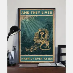 Mermaid Canvas Prints And They Lived Happily Ever After Wall Art Gifts Vintage Home Wall Decor Canvas