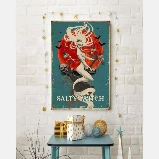 Mermaid Canvas Prints Salty Witch Wall Art Gifts Vintage Home Wall Decor Canvas