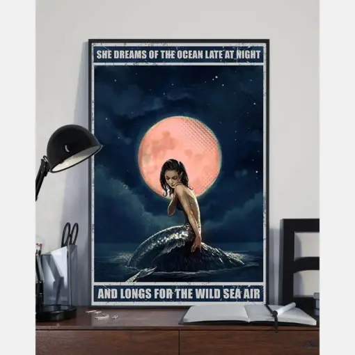 Mermaid Dreams Of The Ocean Canvas Prints Vintage Wall Art Gifts Vintage Home Wall Decor Canvas