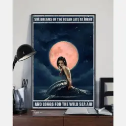 Mermaid Dreams Of The Ocean Poster Vintage Room Home Decor Wall Art Gifts Idea