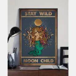 Mermaid Poster Stay Wild Moon Child Vintage Room Home Decor Wall Art Gifts Idea