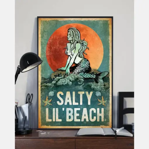 Mermaid Salty Lil' Beach Poster Vintage Room Home Decor Wall Art Gifts Idea - Funny Living Room, Bathroom Poster