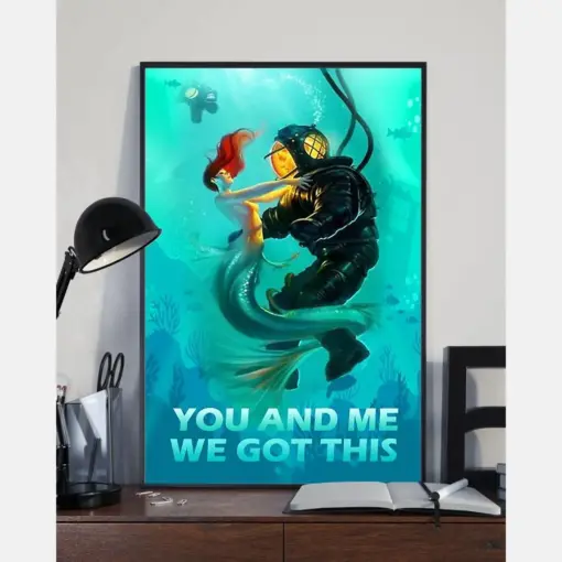 Mermaid Scuba Diving Couple Canvas Prints You And Me We Got This Vintage Wall Art Gifts Vintage Home Wall Decor Canvas