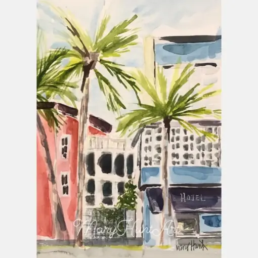 Miami Beach | Florida | Watercolor Print | Tropical | Fun Art | Palm Tree | Housewarming Gift | Beach Art | Decor | Hawaii