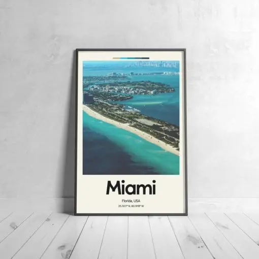 Miami Poster - Oil Painting Technique | United States Wall Art | & Printed Travel Prints | Animalistic Home Decor
