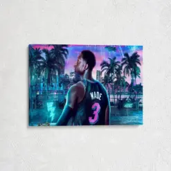 Miami Wade , Famous Basketball Players Basketball Player Canvas Basketball Canvas Wall Art Huge Canvas Wall Art Luxury Canvas Wall Art