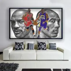 Michael Jordan And Kobe Bryant Canvas Wall Art Print Michael Jordan And Kobe Bryant Poster Basketball Poster Athlete Wall Art