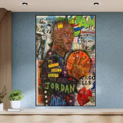 Michael Jordan | Basketball | King | Hand Painted | Oil Painting On Canvas | Pop Art Canvas Large Graffiti Art Oversized Painting 113