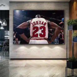 Michael Jordan Basketball Nba White Jersey Number Twenty Three Roll Up Canvas Stretched Canvas Art Framed Wall Art Painting