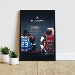 Michael Jordan Canvas - Motivational Wall Art - Be Legendary Poster - Basketball Home Decor Framed Wrapped Or Hanging Canvas Print