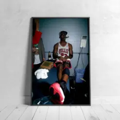 Michael Jordan Championship Poster Chicago Bulls Poster Print Basketball Nba Canvas Wall Art Iconic Sports Poster