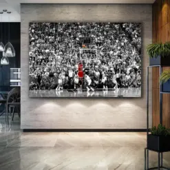 Michael Jordan Final Shot Basketball Nba Jersey Roll Up Canvas Stretched Canvas Art Framed Wall Art Painting