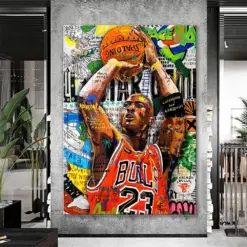 Michael Jordan Graffiti Canvas Print Banks Style Wall Art Rolled Canvas Print Basketball Poster Gift Air Jordan Canvas Decor