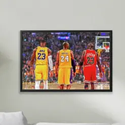 Michael Jordan & Kobe Bryant And James Canvas Wall Art Print Basketball Poster Athlete Painting Sport Art For Living Room Gym Office Art