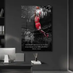 Michael Jordan Motivation Quotes Wall Decor Inspirational Poster Jordan Victory Believing Basketball Player Wall Art Acrylic Glass Effect