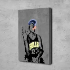 Michael Jordan Neon Poster Basketball Wall Art Jordan Neon Canvas Nba Fan Gift Sports Wall Decor Jordan Art Print Modern Framed Art