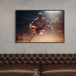 Michael Jordan Painting Canvas Print Basketball Poster Chicago Bulls Gym Wall Decor Man Cave Wall Art Ready To Hang