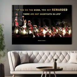 Michael Jordan Quotes If You Do The Work You Get Rewarded Motivational Quotes Wall Art Bedroom Print Office Wall Art Deco Basketball Poster