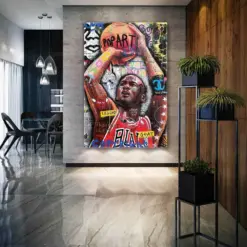 Michael Jordan Wall Art Basketball Canvas Art Modern Art Gift For Him Roll Up Canvas Stretched Canvas Art Framed Wall Art Painting