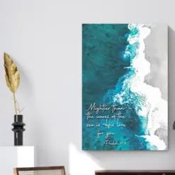 Mightier Than The Waves Of The Sea Is His Love For You Faith Sign | Bible Verse Wall Art | Psalm Ocean Bible Verse Wall Decor