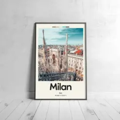 Milan Poster - Oil Painting Technique | European Wall Art | & Printed Travel Prints | Animalistic Home Decor