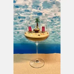 Miniature Beach Scene In A Wine Glass - The Perfect Getaway - Beach Terrarium - Wine Glass - Did - Wedding Cake Toppers - Wedding Gift