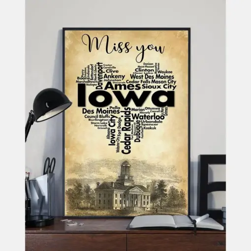 Miss You Iowa Canvas Prints Vintage Wall Art Gifts Vintage Home Wall Decor Canvas