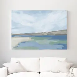 Modern Seascape Painting Blue Beach Artwork Ocean Scene Landscape Contemporary Coastal Wall Art | Ocean Glide - Art Print Or Canvas