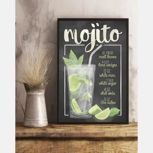 Mojito Recipe Poster Vintage Room Home Decor Wall Art Gifts Idea