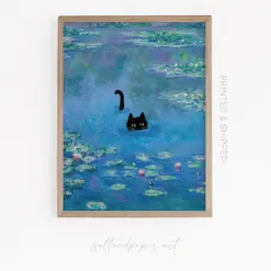 Monet Cat Cat Lovers Gift Ideas Cat Poster Funny Claude Monet Print Famous Art Prints Funny Gifts For Art Lovers Monet Water Lilies
