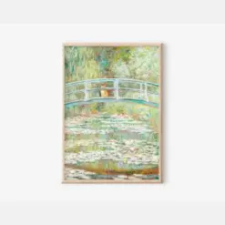 Monet Japanese Bridge Cat Poster Monet Art Print Orange Cat Print Orange Cat Gift Funny Cat Print Monet Floral Print