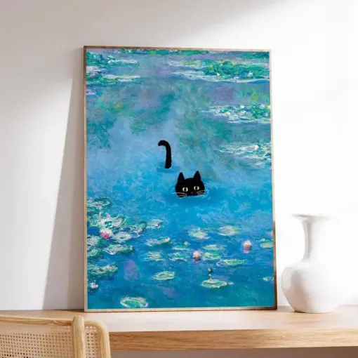 Monet Poster Cat Water Lily Cat Claude Monet Museum Quality Paper
