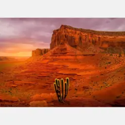 Monument Valley Golden Hour Skyline Canvas Print Cactus Southwestern Wall Art Monument Valley Skyline Canvas Monument Valley Decor