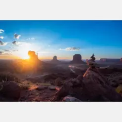 Monument Valley Sunrise - The Sun Peaking Out From Behind The Tower As Light Starts Touching The Valley Arizona Has Some Gorgeous Scenery