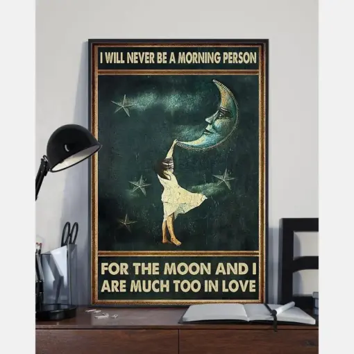 Moon Girl Canvas Prints Never Will Be A Morning Person Vintage Wall Art Gifts Vintage Home Wall Decor Canvas