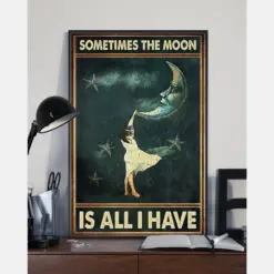 Moon Girl Canvas Prints The Moon Is All I Have Vintage Wall Art Gifts Vintage Home Wall Decor Canvas