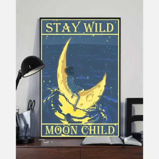 Moon Girl Poster Stay Wild Moon Child Vintage Room Home Decor Wall Art Gifts Idea