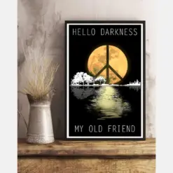 Moon Peace Canvas Prints Hello Darkness My Old Friend Vintage Wall Art Gifts Vintage Home Wall Decor Canvas